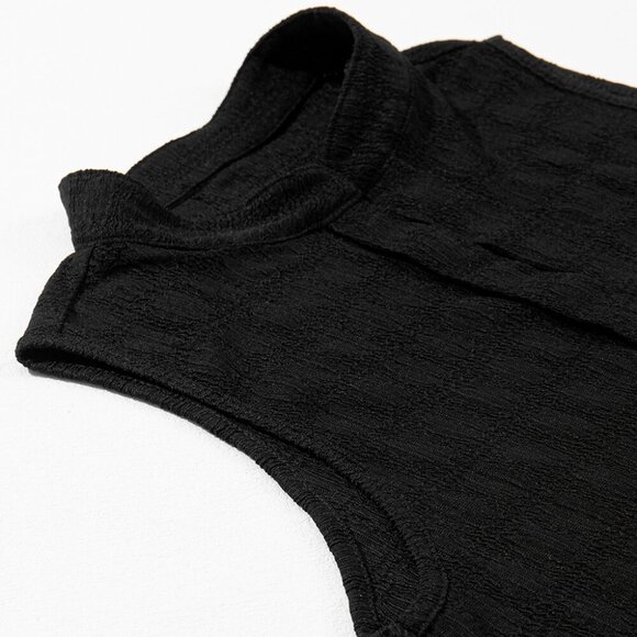 ๐ค New Black Lattice Textured Split Neck Tank Top โ Size M - Picture 8 of 11